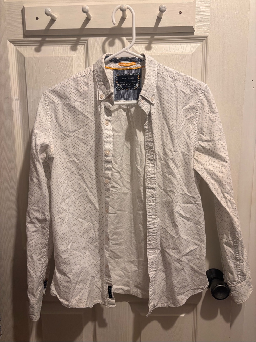 Denim & Flower White Lightweight Printed Shirt Jacket